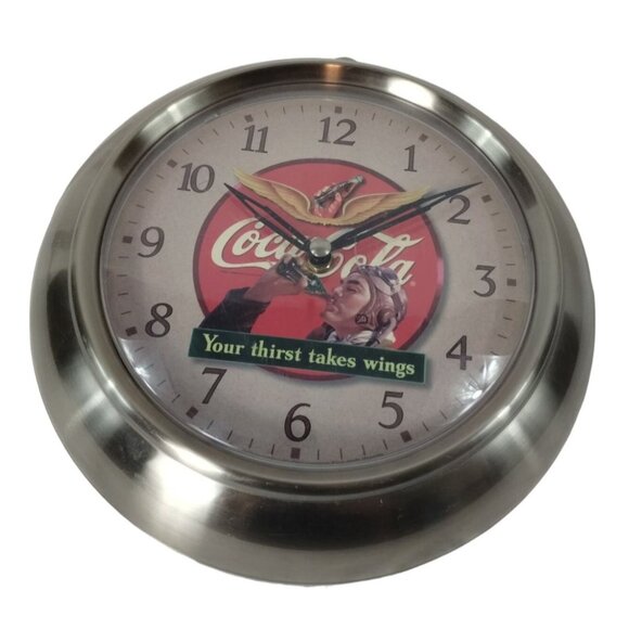 Coca-Cola Your Thirst Takes Wings Retro Style Wall Clock Battery Operated - Picture 7 of 7